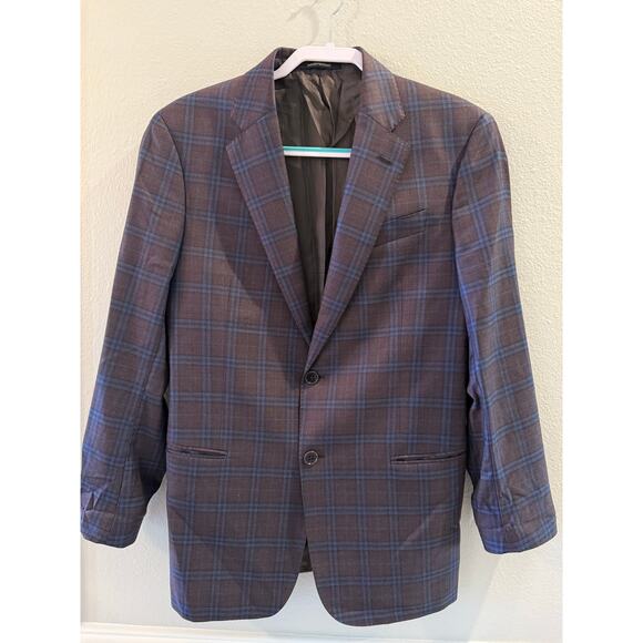 Emporio Armani G-Line Plaid Wool Super 130's Mens Sports Coat Sz 50 EU 40 US - Picture 2 of 10